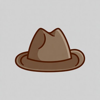 Brown fedora hat illustration