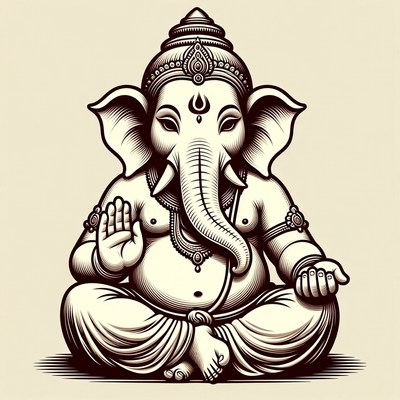 Lord Ganesha Sitting Illustration