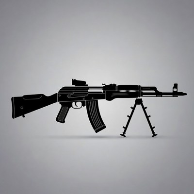 AK-47 Rifle with Bipod Silhouette
