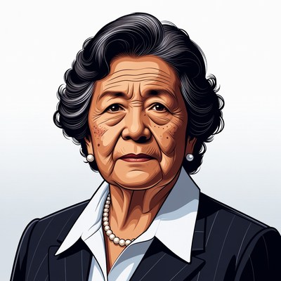 Elderly Asian woman in suit