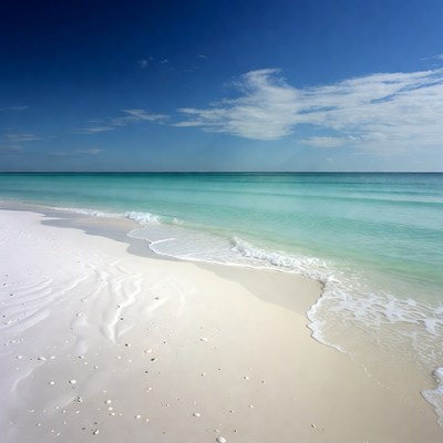 Turquoise Ocean Waves on White Sand Beach