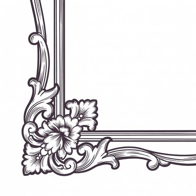 Ornate floral line art frame