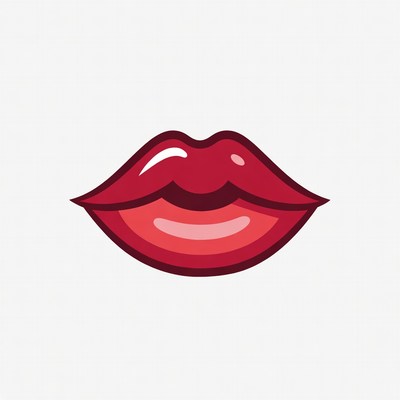Shiny Red Cartoon Lips