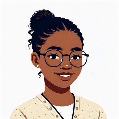 Smiling African-American girl with glasses