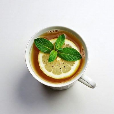 Hot Tea with Lemon and Mint