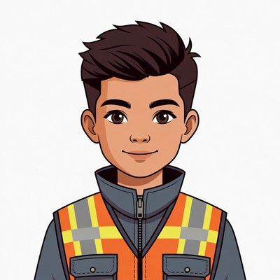 Cartoon boy in safety vest