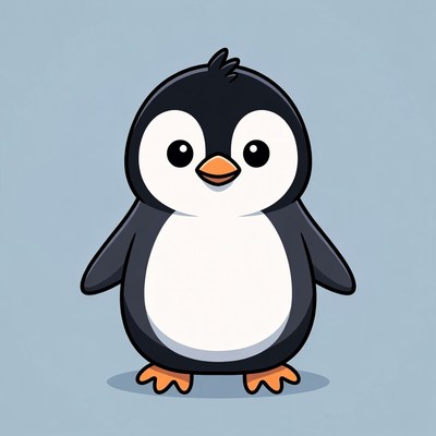 Cute cartoon penguin standing