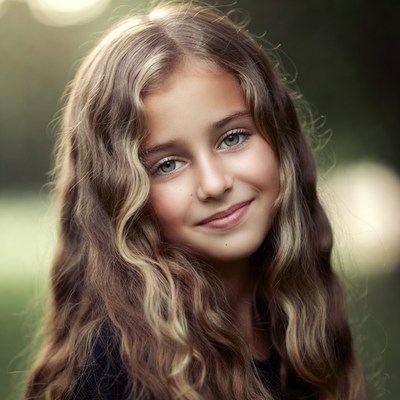 Smiling girl with wavy hair