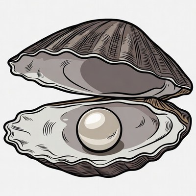 Open oyster with pearl