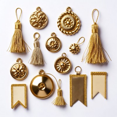 Gold Tassels and Buttons Flat Lay