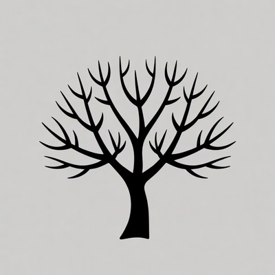 Black silhouette bare tree