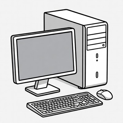 Desktop Computer with Monitor and Keyboard