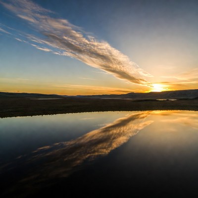 Sunset Reflection in Mountain Lake