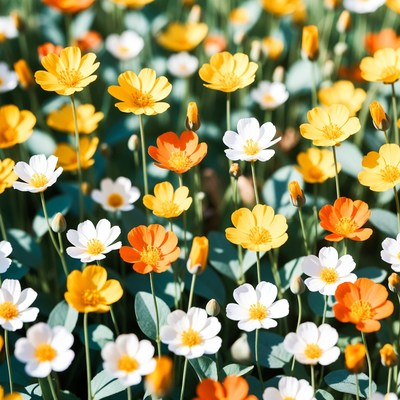 Vibrant yellow white orange flower field