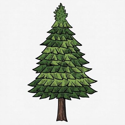 Cartoon Green Pine Tree