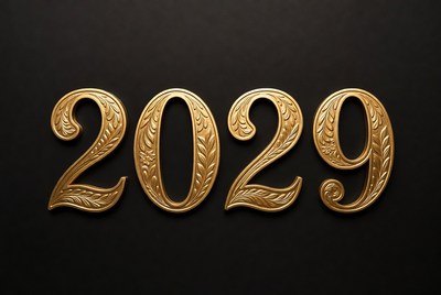 Gold 2029 Numbers on Black