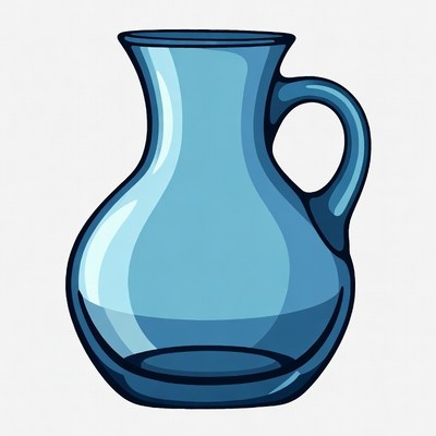 Blue Cartoon Pitcher Illustration