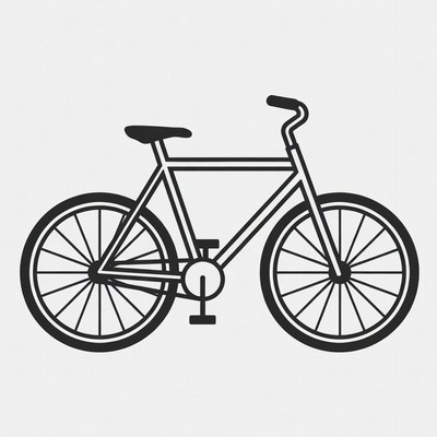 Black line art bicycle illustration