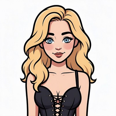 Blonde woman in black corset illustration
