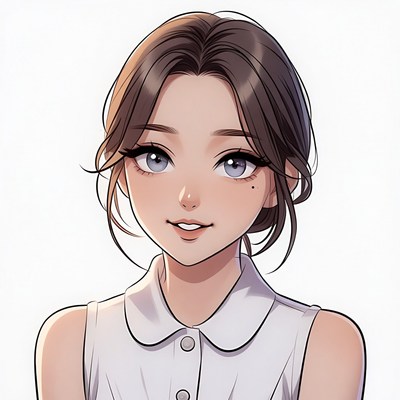 Anime girl with blue eyes smiling