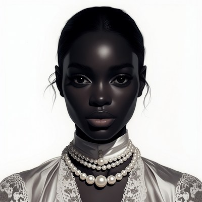 Beautiful Black Woman with Pearl Necklace