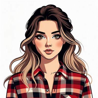 Woman in Plaid Shirt Portrait