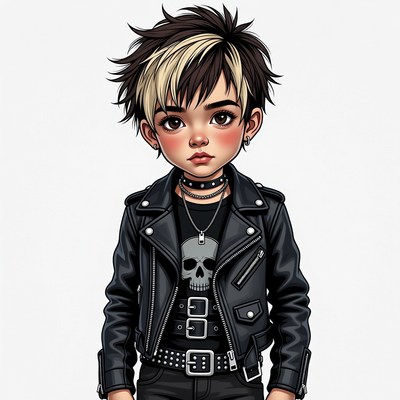 Punk girl in leather jacket