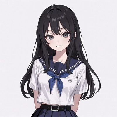Anime girl in sailor school uniform