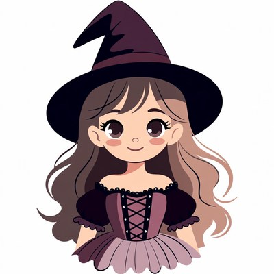 Cute anime witch girl illustration