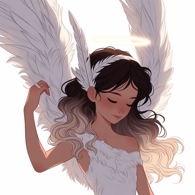 Anime girl with wings and halo
