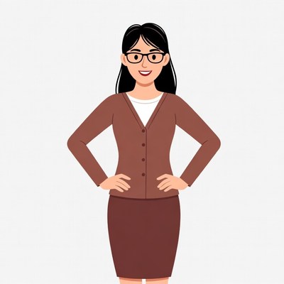 Asian woman in brown business suit
