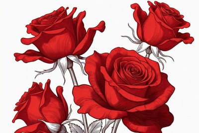 Red Roses Bouquet Illustration