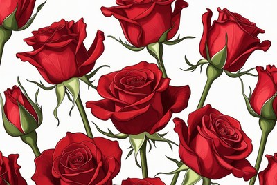 Red Roses Illustration Pattern