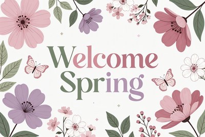 Welcome Spring Floral Illustration