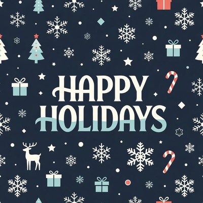 Happy Holidays Christmas Seamless Pattern