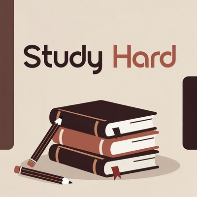 Study Hard Books and Pencils