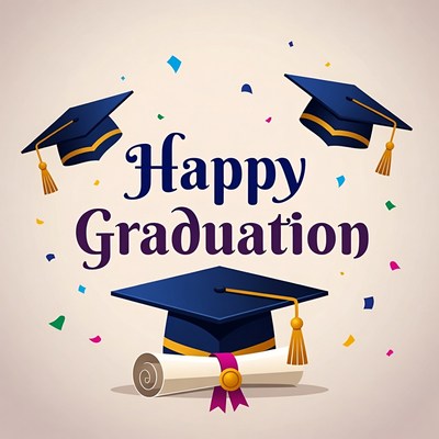 Happy Graduation Illustration with Caps