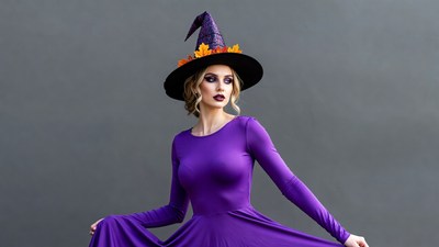 Woman in purple witch costume