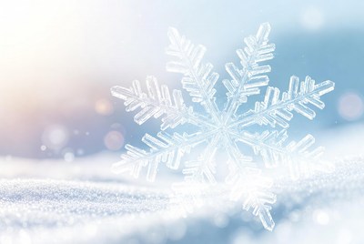 Snowflake on snowy background