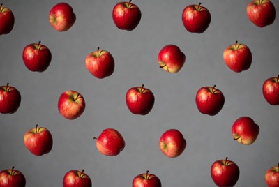Red Apples on Gray Background