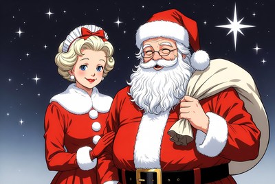 Santa Claus and Mrs. Claus illustration