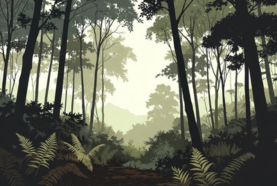 Silhouette Forest Path Illustration