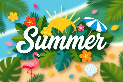 Summer Text with Beach Elements