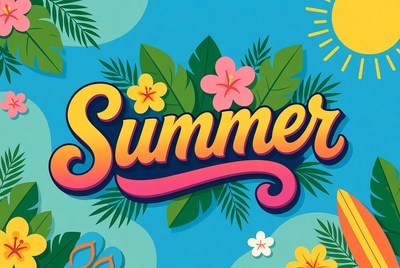 Summer Text with Tropical Elements