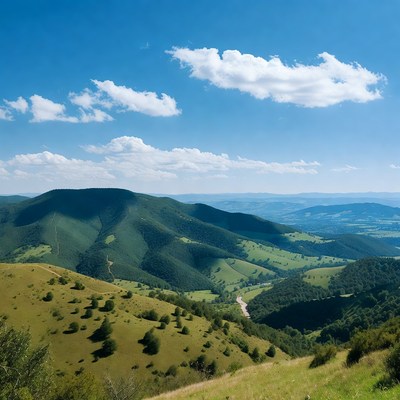Green Mountain Hills Landscape Sunny Day