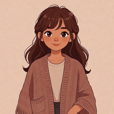 Smiling Asian girl in cardigan