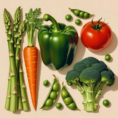 Fresh vegetables asparagus carrot broccoli peppers