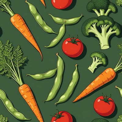 Vegetable Seamless Pattern Illustration