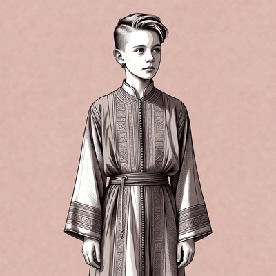 Boy in traditional embroidered robe