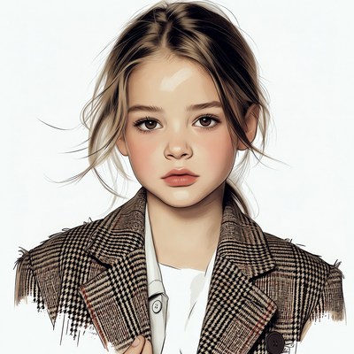 Young girl in plaid blazer portrait